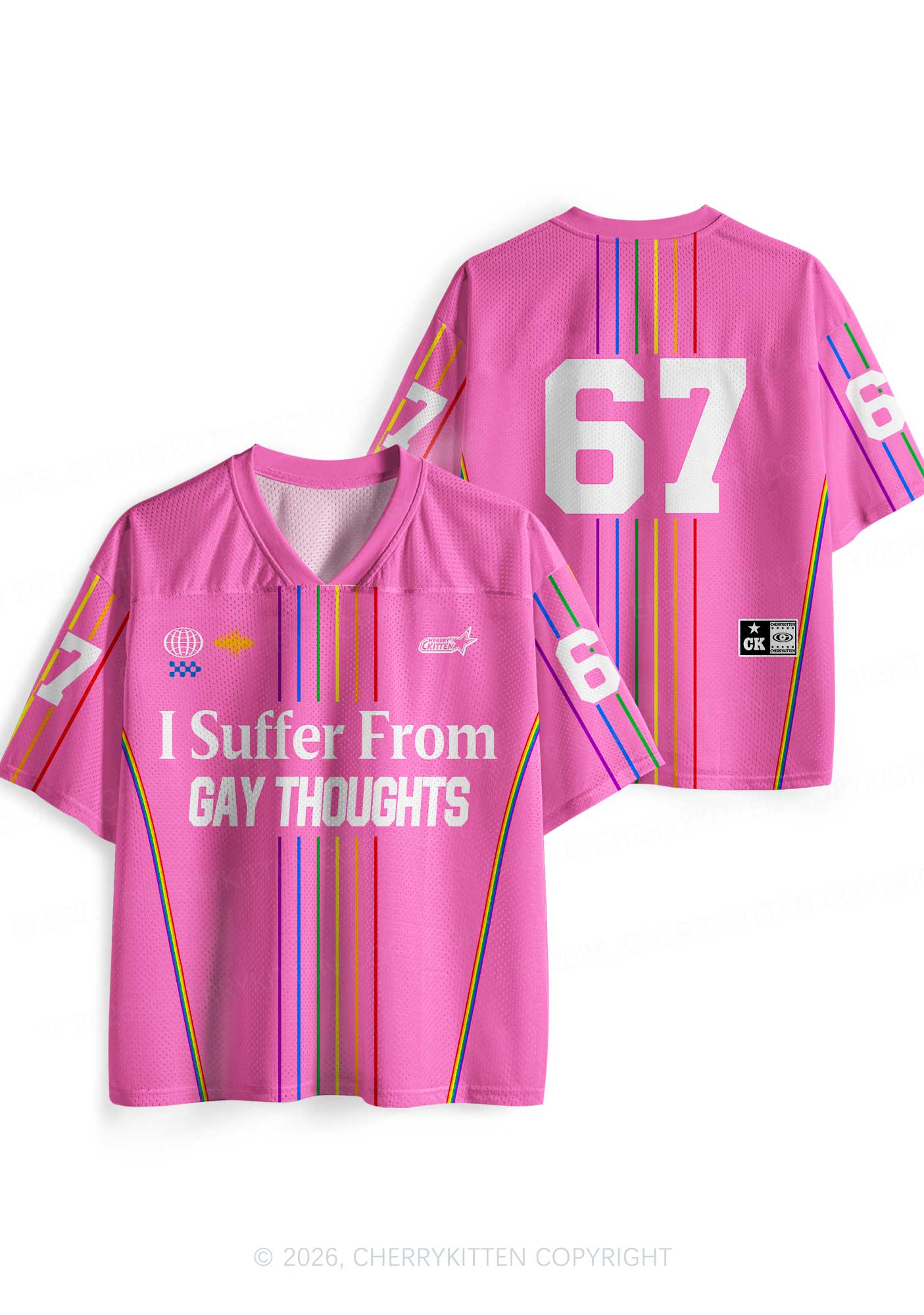 Pink I Suffer From Gay Thoughts Pride Y2K Sport Jersey Shirts Cherrykitten
