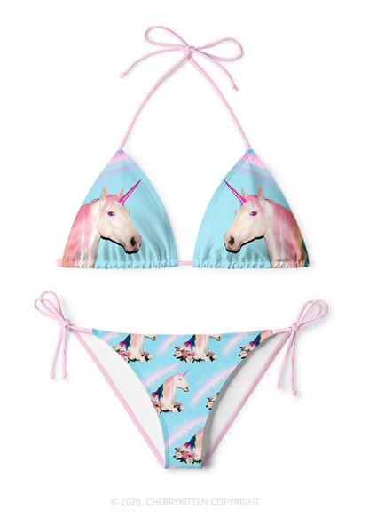 Blue Unicorn Y2K Print Bikini Set Cherrykitten