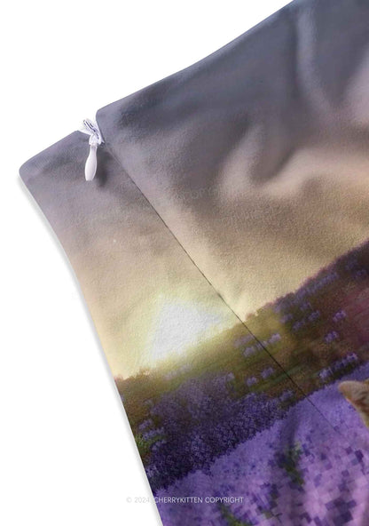Lavender Kitten Y2K Print Mini Skirt Cherrykitten