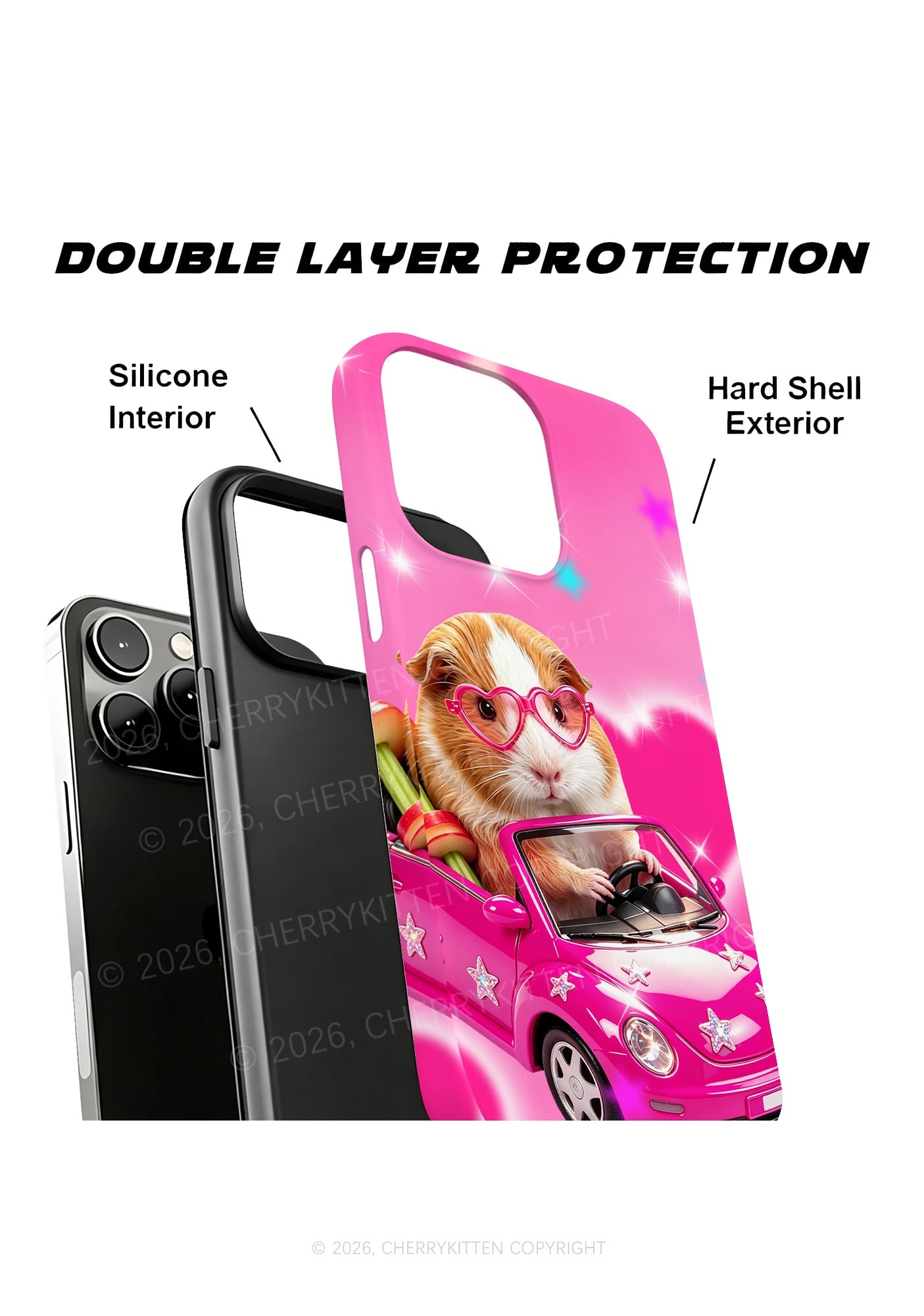 Pink Car Guinea Pig Y2K Phone Case Cherrykitten