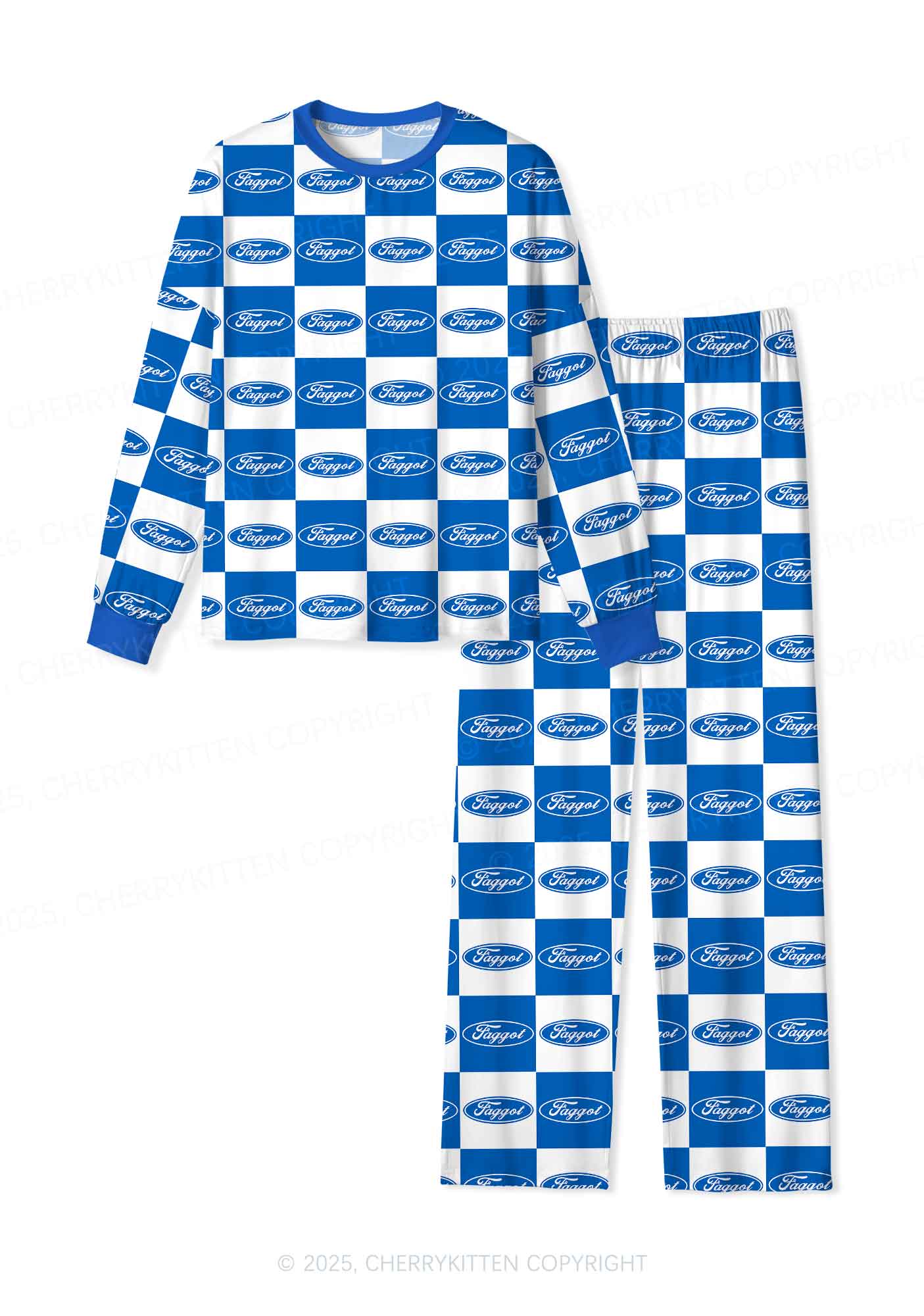 Oval Faggot Pride Y2K Print Long Sleeve Pajama Set Cherrykitten