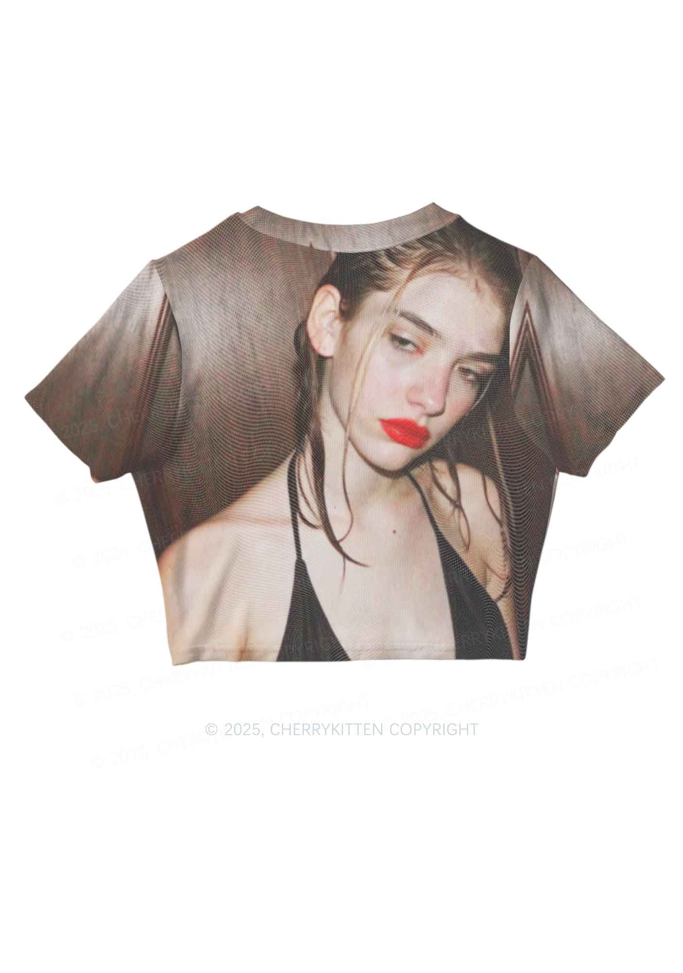Custom Personalized Photo Y2K Mesh Crop Top Cherrykitten