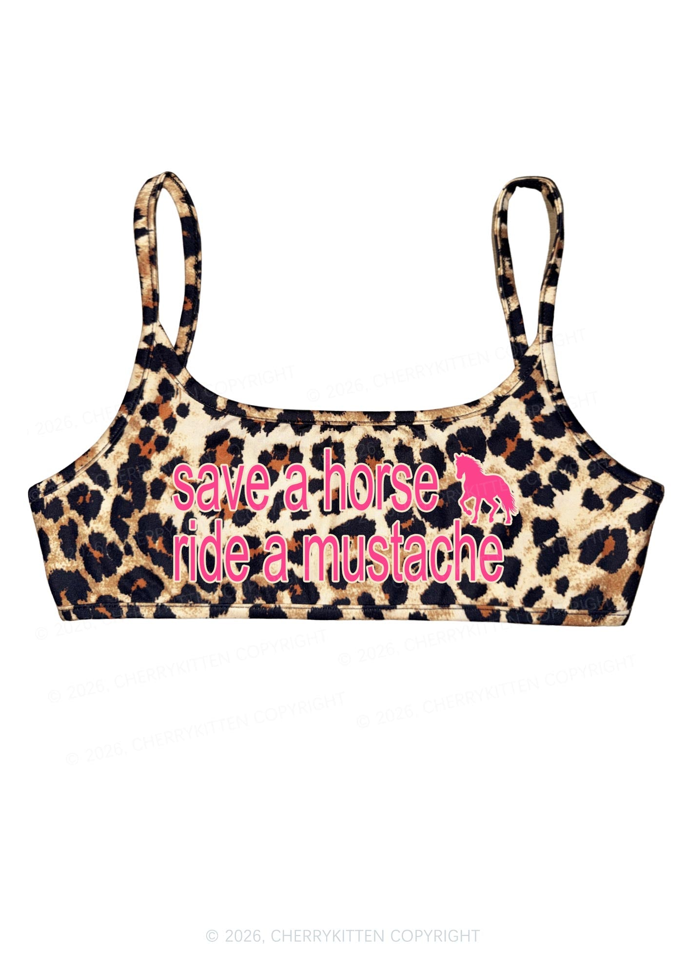 Ride A Mustache Y2K Super Crop Cami Cherrykitten