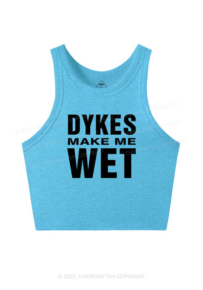 Dykes Make Me Wet Pride Y2K Crop Tank Top Cherrykitten