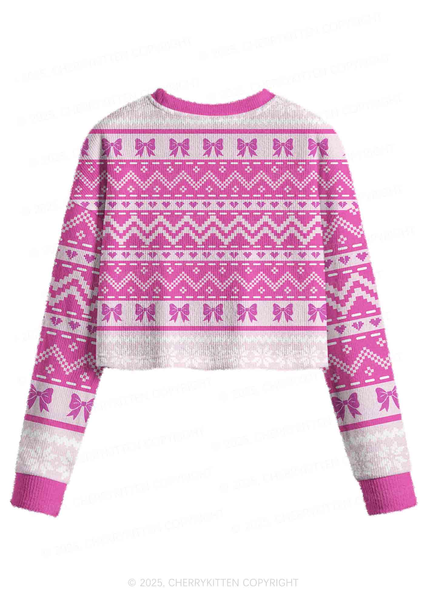 Emotional Support Bottom Pride Y2K Christmas Crop Knit Sweatshirt Cherrykitten