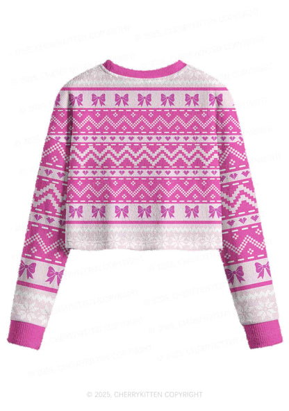 Emotional Support Bottom Pride Y2K Christmas Crop Knit Sweatshirt Cherrykitten