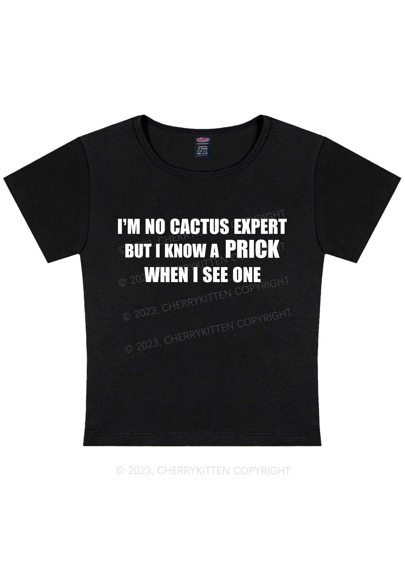 Curvy Cactus Expert Y2K Baby Tee Cherrykitten
