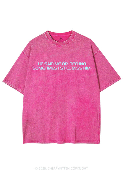 Me Or Techno Y2K Shirts Washed Tee Cherrykitten