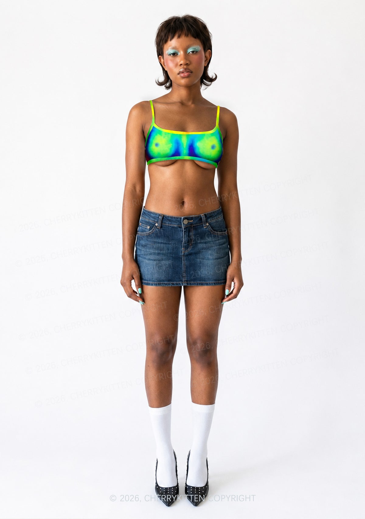Thermal Txts Y2K Print Super Crop Cami Cherrykitten