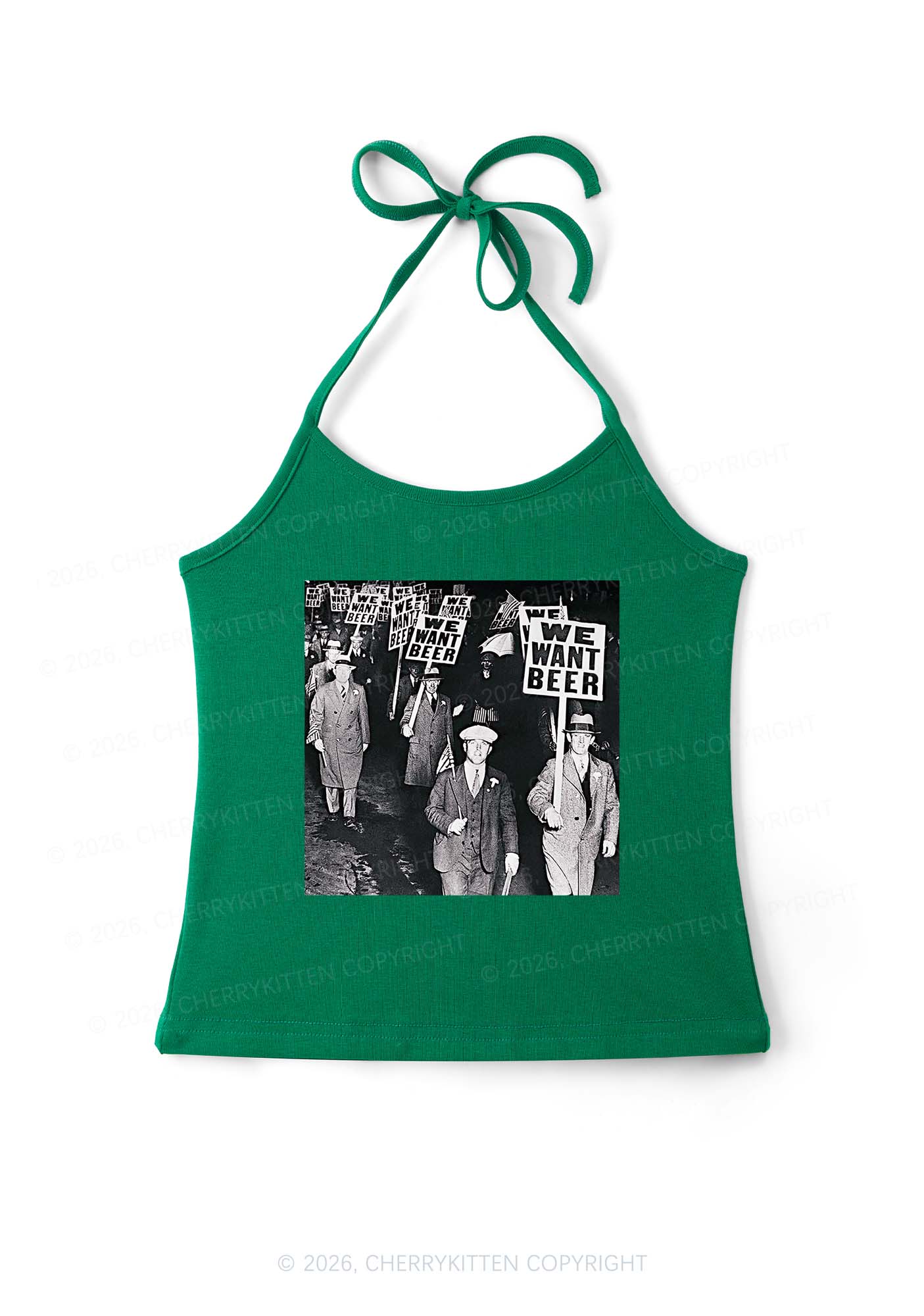We Want Beer Y2K Halter Neck Cami Cherrykitten