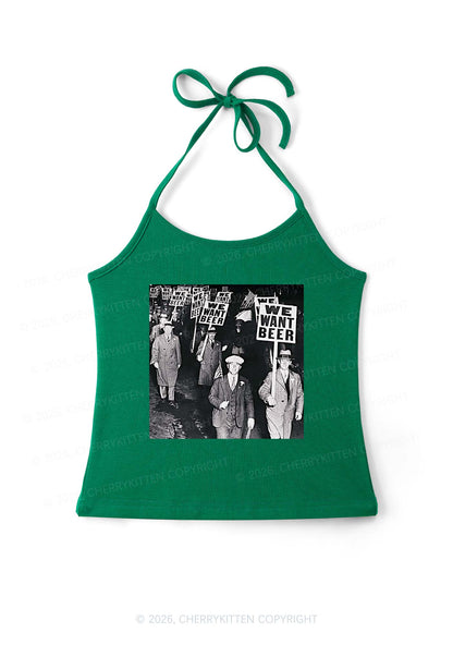We Want Beer Y2K Halter Neck Cami Cherrykitten