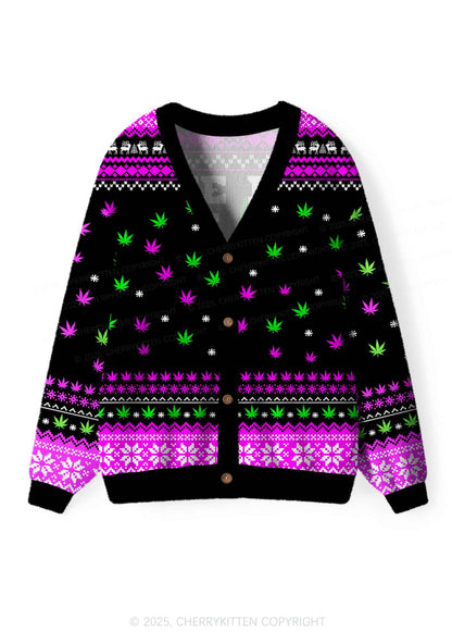 Smoke Blunt Wxxd Y2K Christmas Cardigan Knit Sweatshirt Cherrykitten