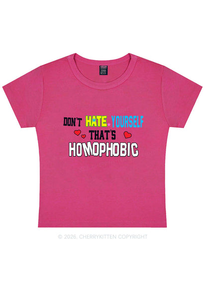 Hate Yourself Thats Homophobic Pride Y2K Baby Tee Cherrykitten