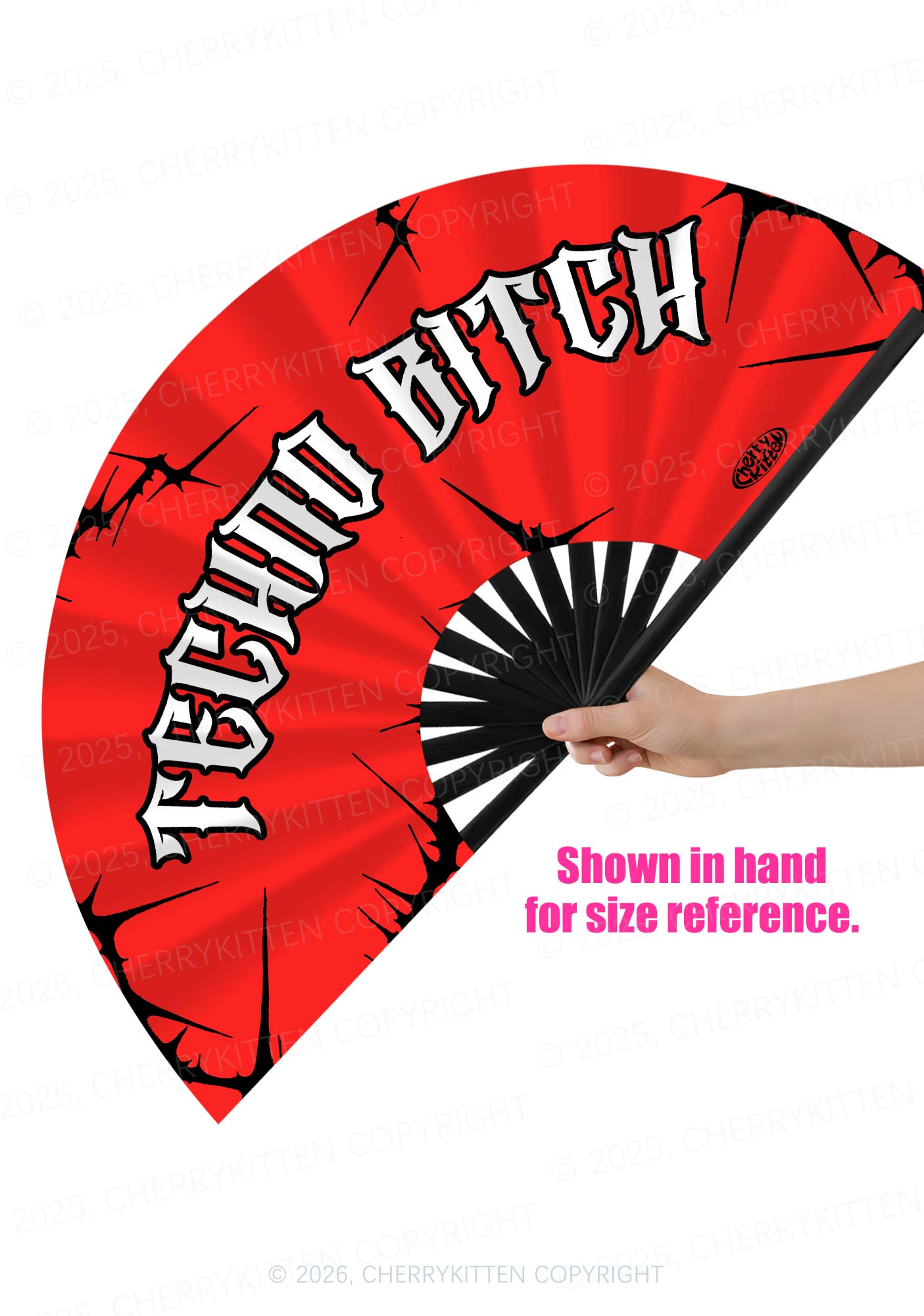 Techno Bxxch Y2K Rave Hand Fan Cherrykitten