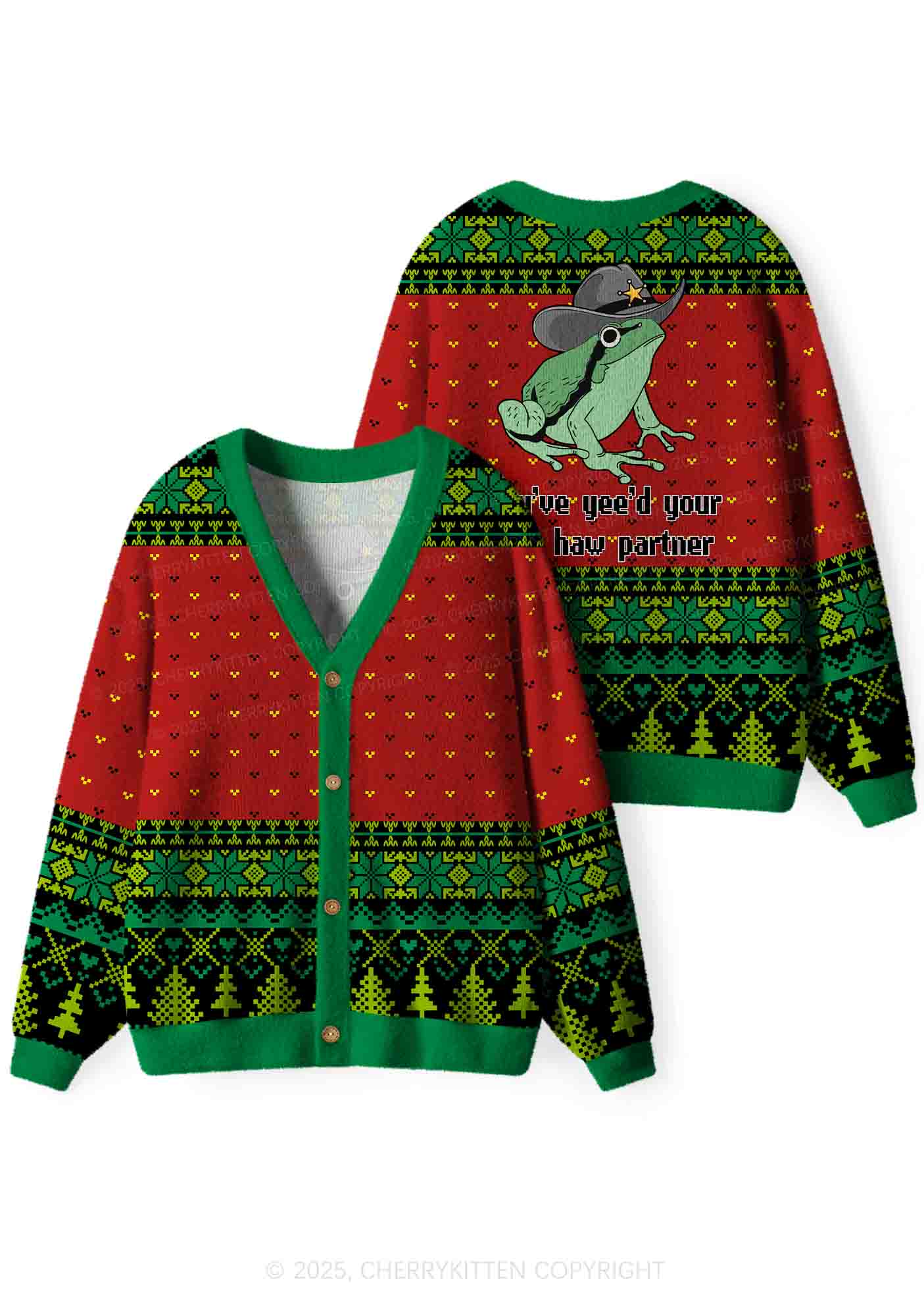 You've Yee'd Your Last Haw Partner Y2K Christmas Cardigan Knit Sweatshirt Cherrykitten