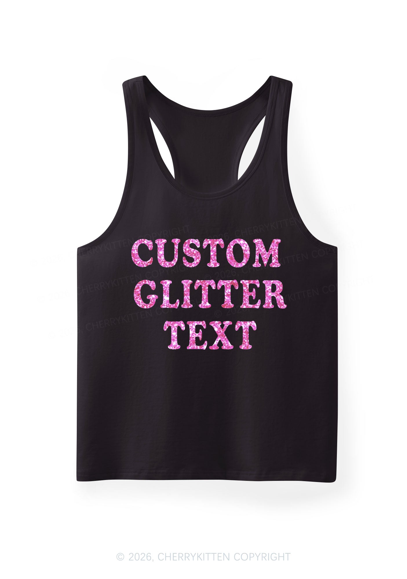 Custom Text Glitter Y2K Men Racerback Tank Top Cherrykitten