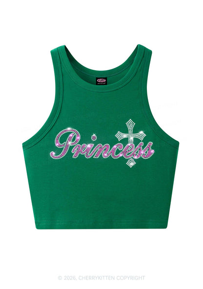 Rhinestone Princess Cross Y2K Crop Tank Top Cherrykitten