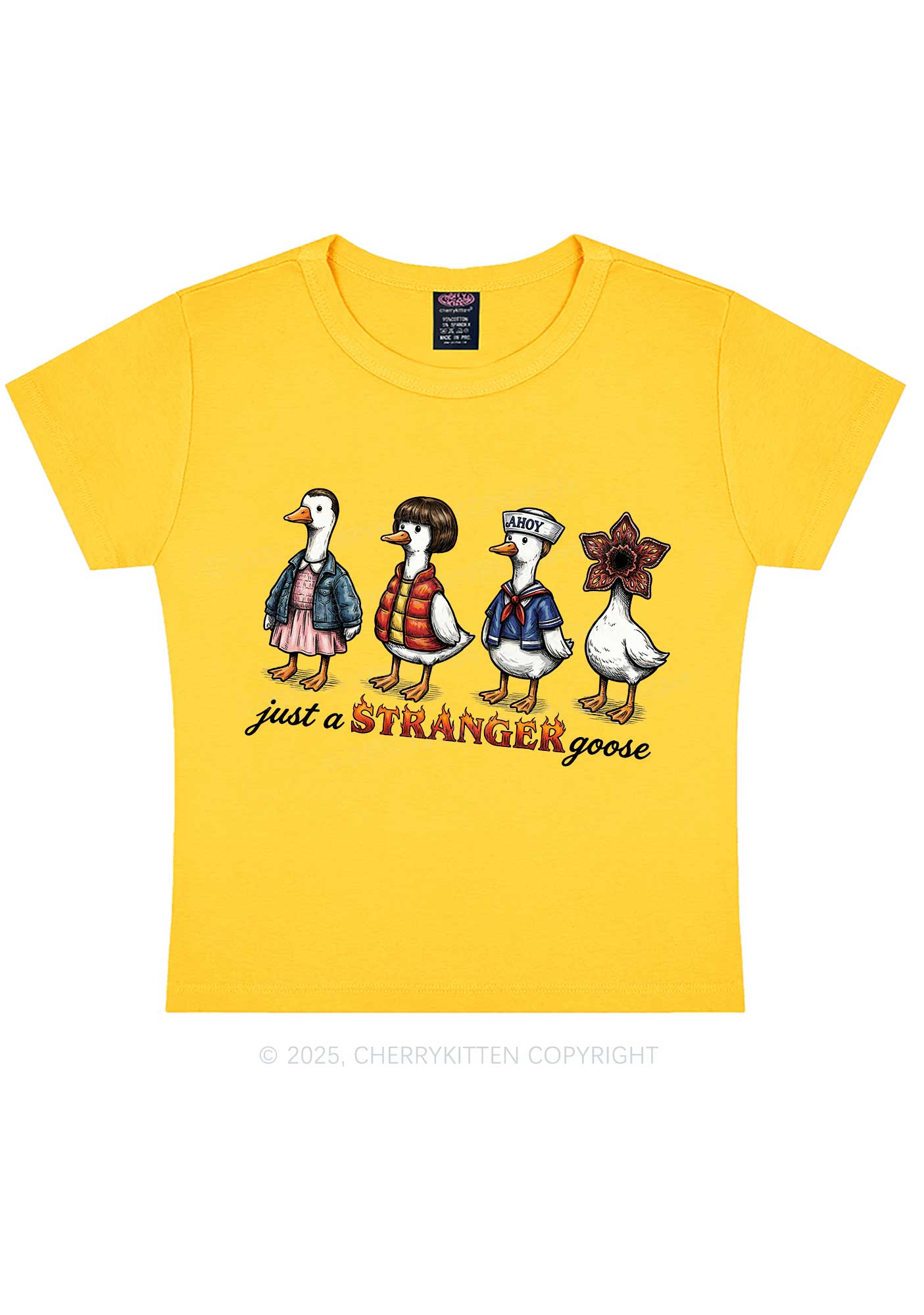 Just A Stranger Goose Y2K Baby Tee Cherrykitten