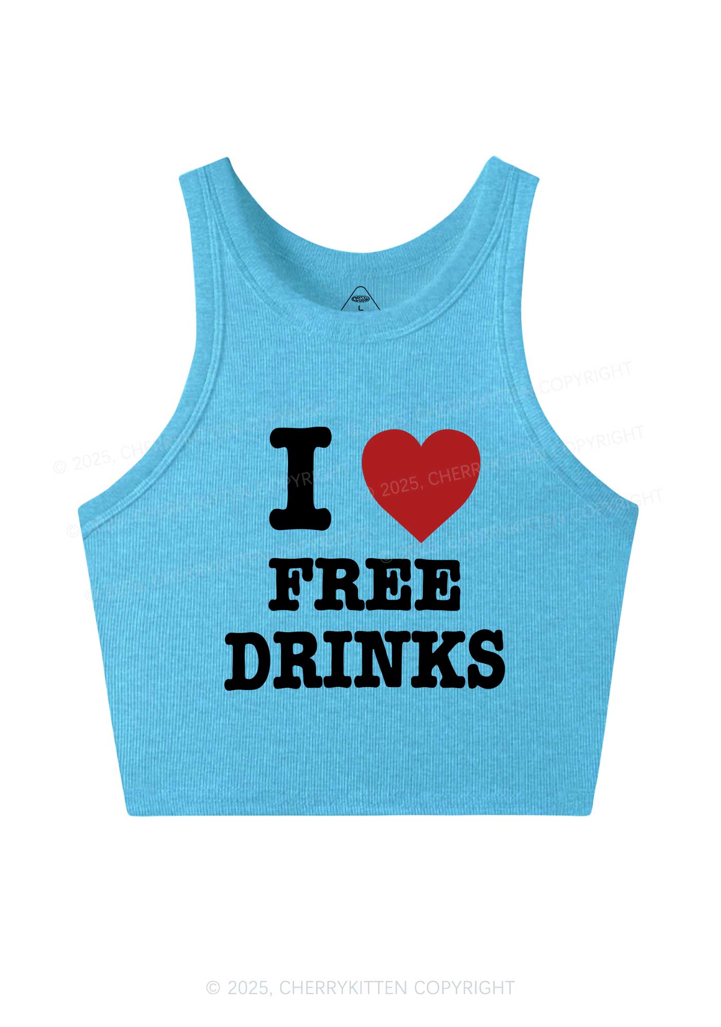 I Love Free Drinks Y2K Crop Tank Top Cherrykitten