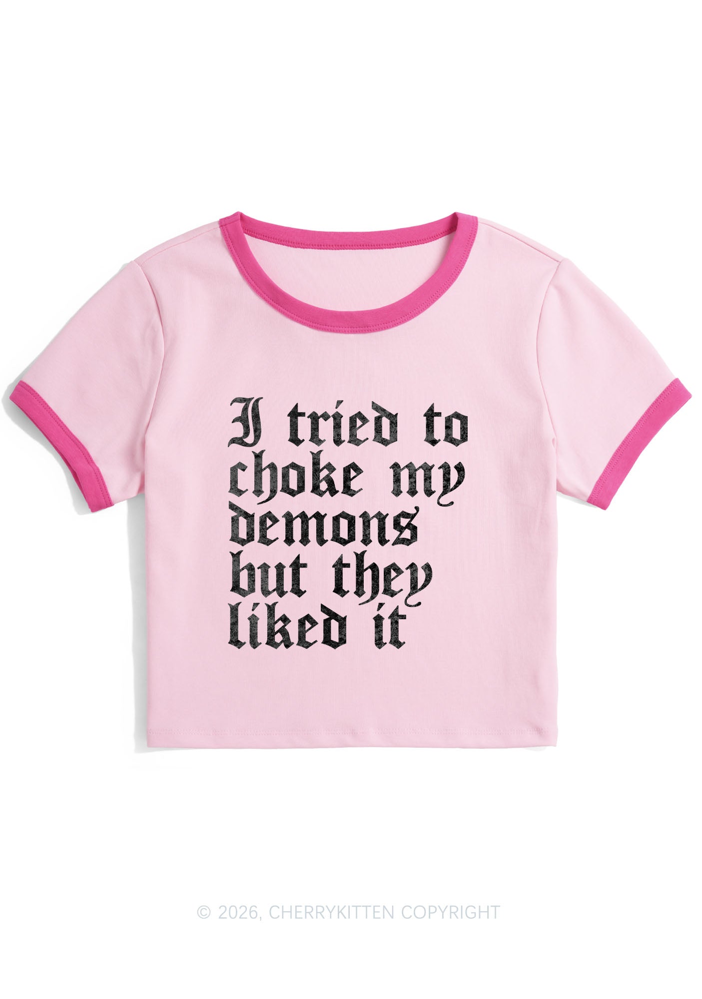 Halloween Choke Demons They Liked Y2K Ringer Tee Cherrykitten