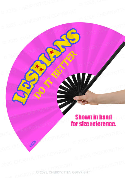 Lesbians Do It Better Pride Y2K Rave Hand Fan Cherrykitten