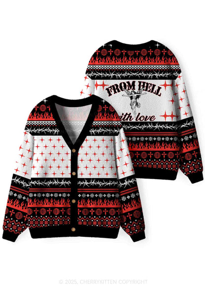From Hell With Love Y2K Christmas Cardigan Knit Sweatshirt Cherrykitten