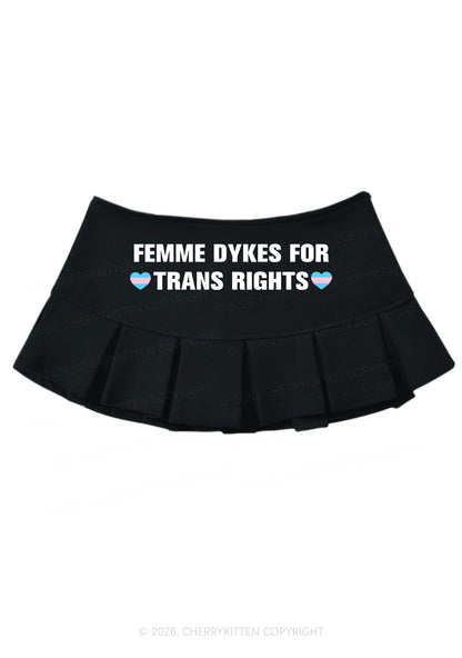Femme Dykes For Trans Rights Pride Y2K Mini Pleated Skirts Cherrykitten