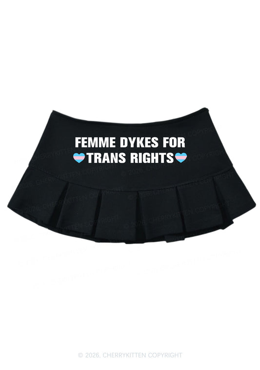 Femme Dykes For Trans Rights Pride Y2K Mini Pleated Skirts Cherrykitten