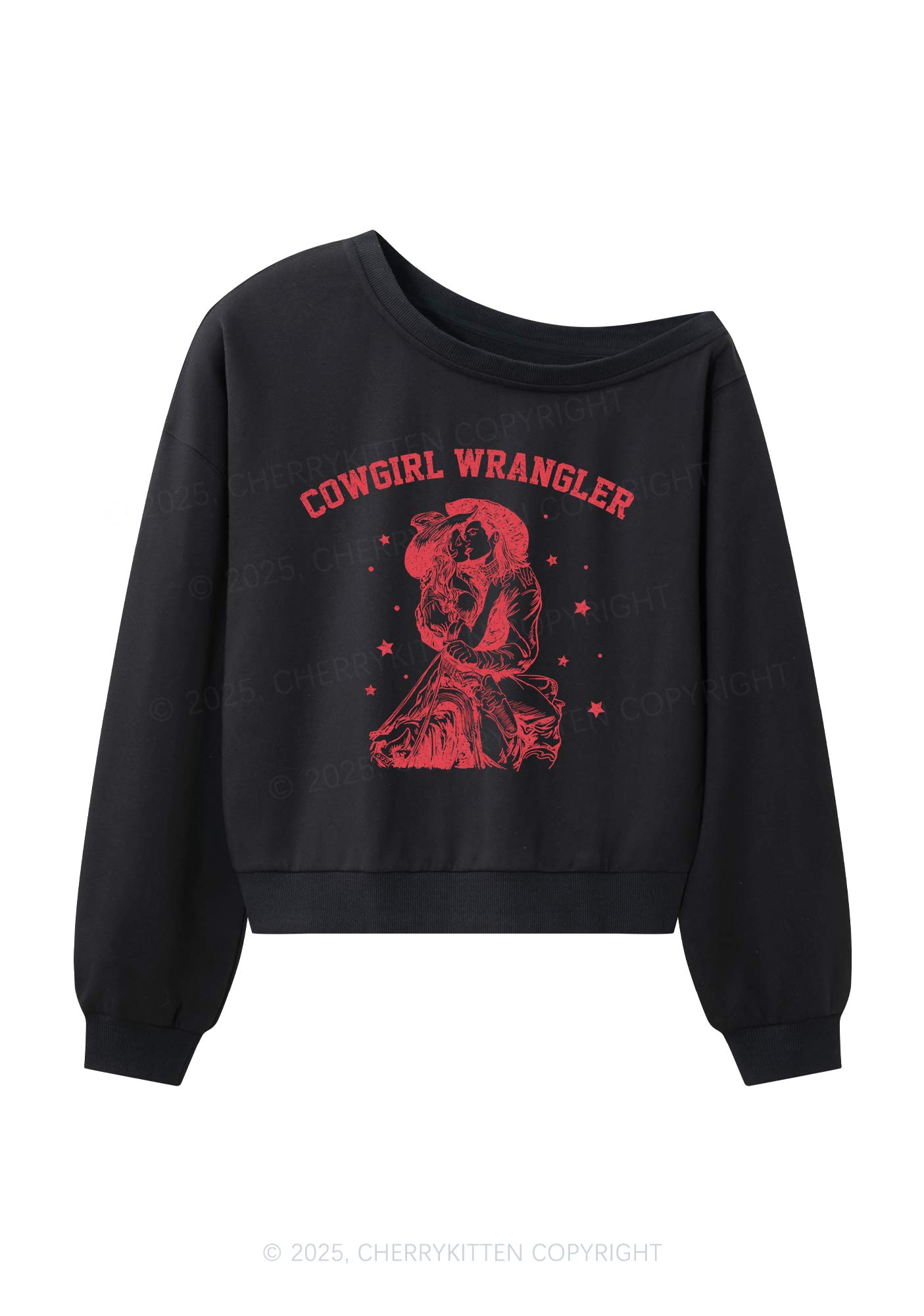 Cowgirl Wrangler Pride Y2K Off Shoulder Sweatshirts Cherrykitten