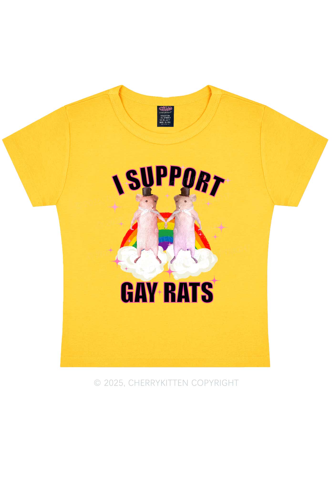 Support Gay Rats Pride Y2K Baby Tee Cherrykitten