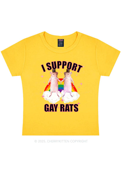Support Gay Rats Pride Y2K Baby Tee Cherrykitten