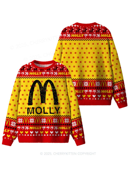 Red Molly Y2K Christmas Knit Sweatshirt Cherrykitten
