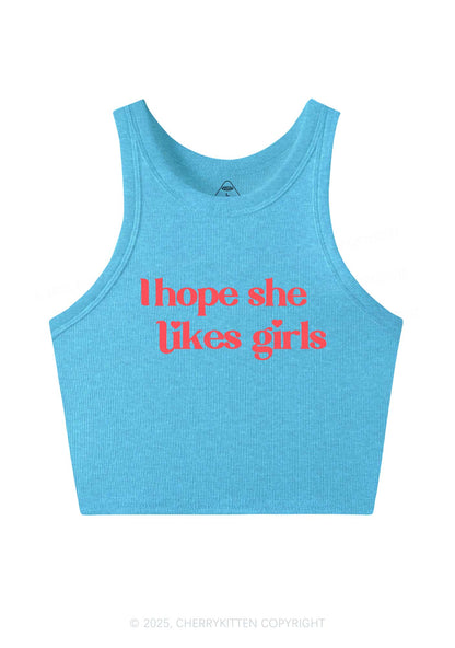 I Hope She Likes Girls Y2K Crop Tank Top Cherrykitten