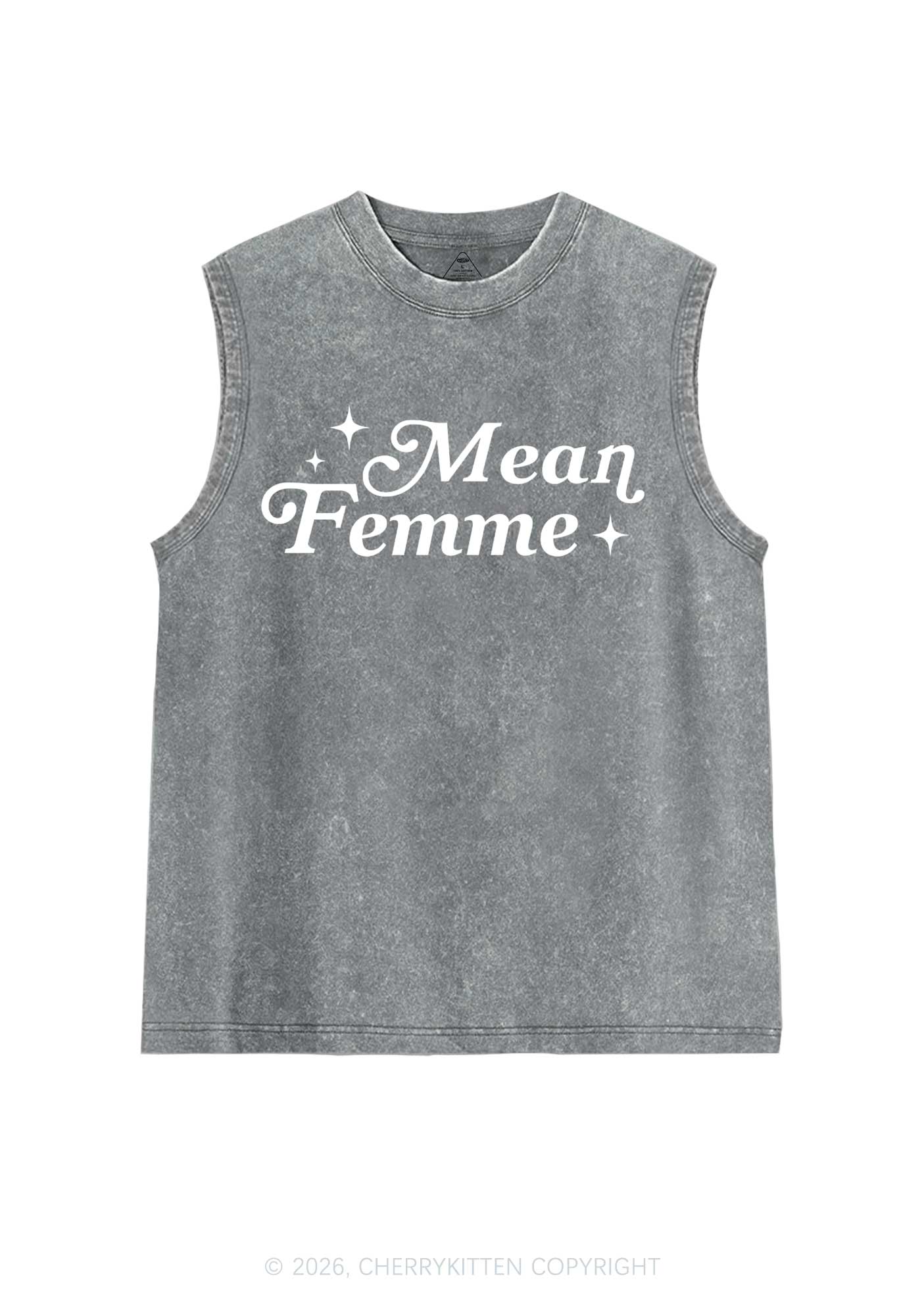 Mean Femme Pride Y2K Washed Muscle Tank Cherrykitten