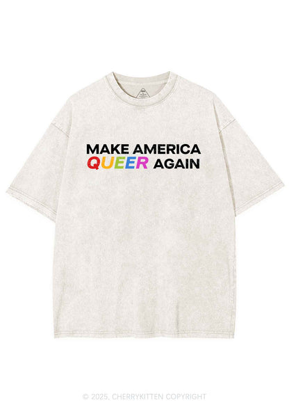 Make America Queer Again Pride Y2K Shirts Washed Tee Cherrykitten