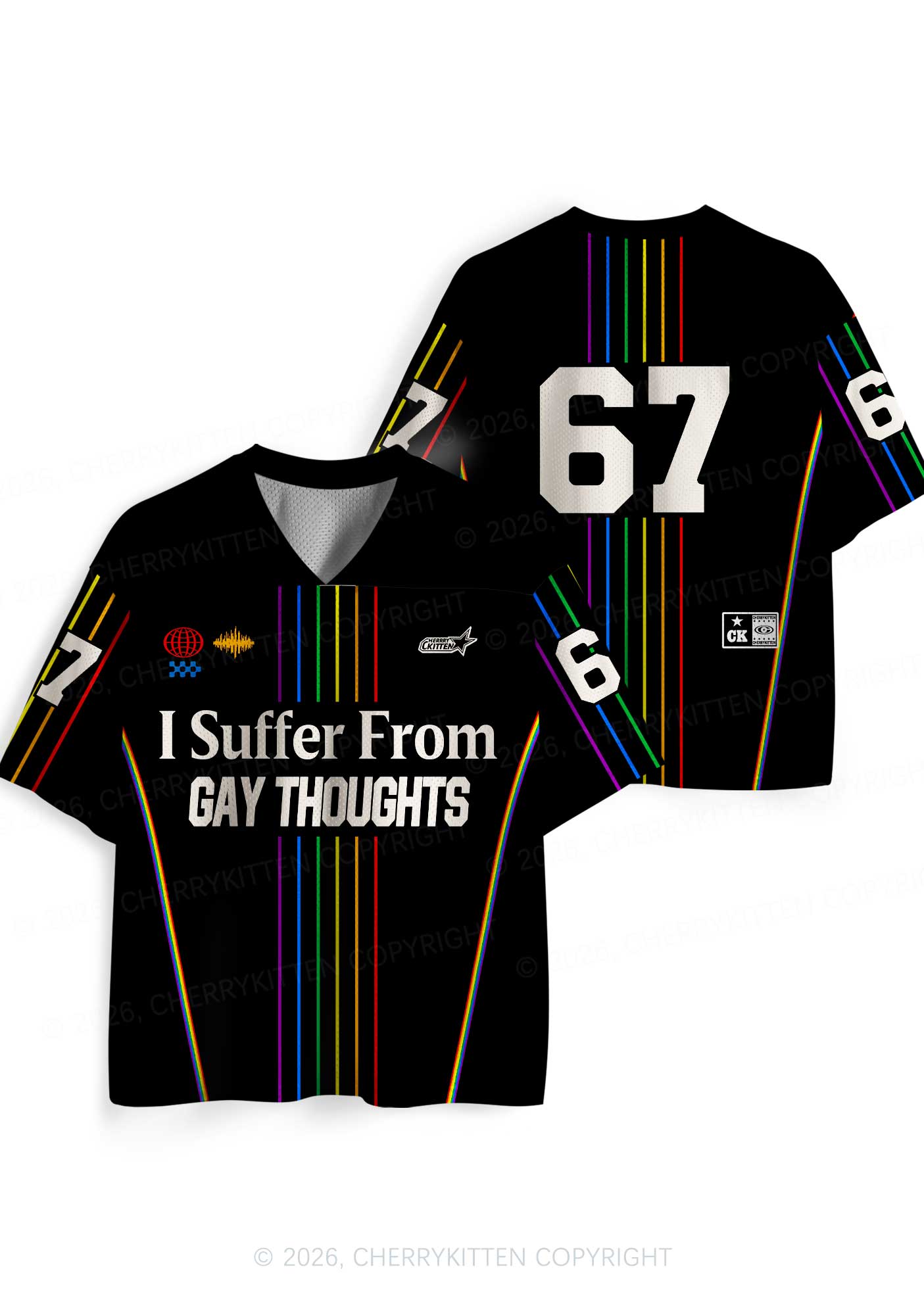 Black I Suffer From Gay Thoughts Pride Y2K Sport Jersey Shirts Cherrykitten