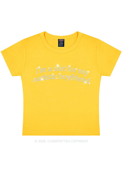 Rhinestone Slxt For My Autistic BF Y2K Baby Tee Cherrykitten