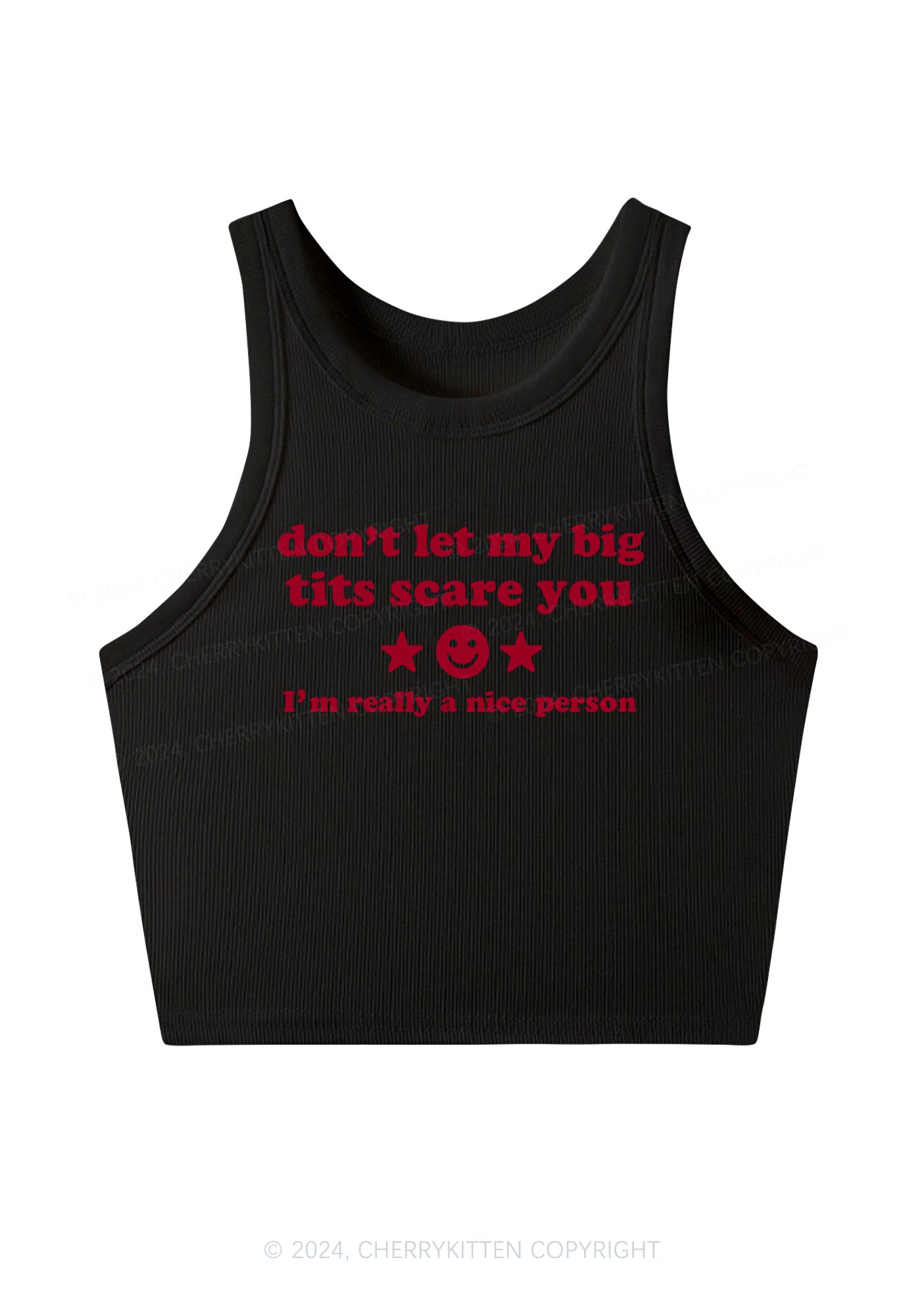 Don't Let My Big Txts Scare You Y2K Crop Tank Top Cherrykitten