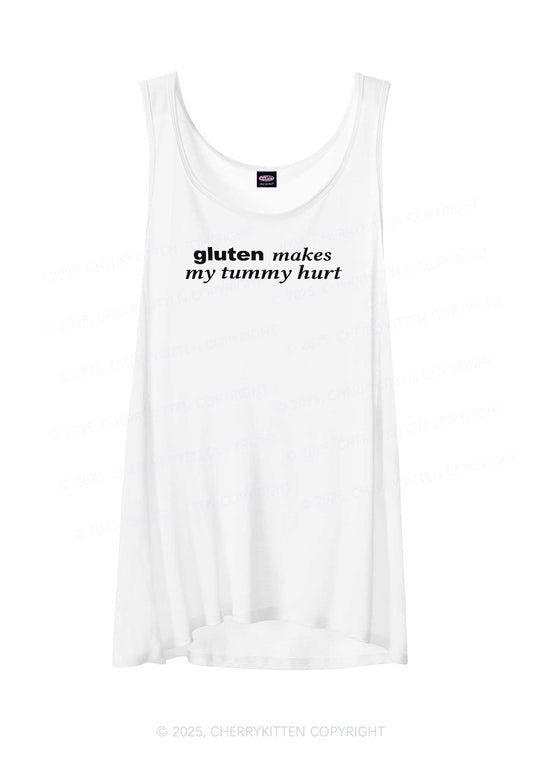 Gluten Makes Tummy Hurt Y2K Sheer Boyfriend Tank Cherrykitten