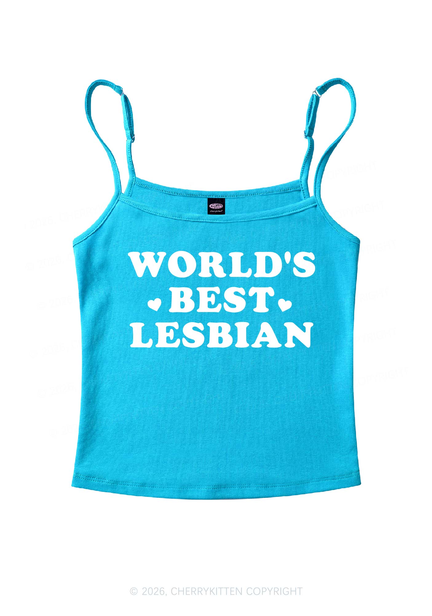 Worlds Best Lesbian Pride Y2K Spaghetti Strap Cami Cherrykitten