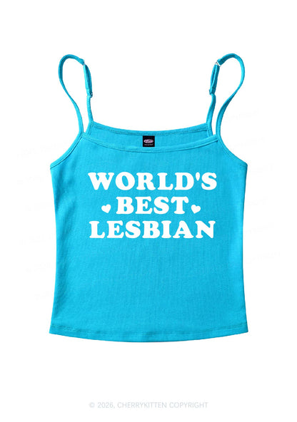 Worlds Best Lesbian Pride Y2K Spaghetti Strap Cami Cherrykitten