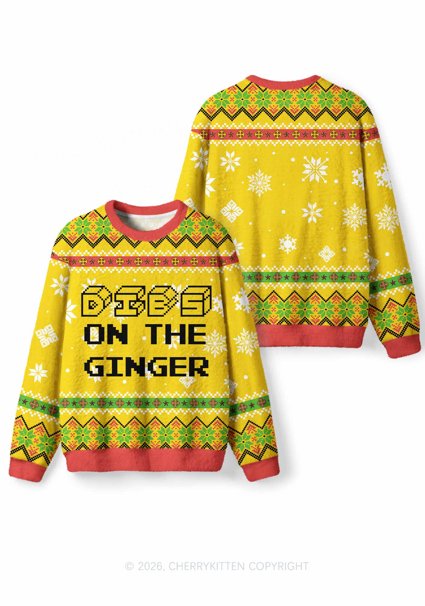 Dibs On The Ginger St Patricks Y2K Christmas Knit Sweatshirt Cherrykitten