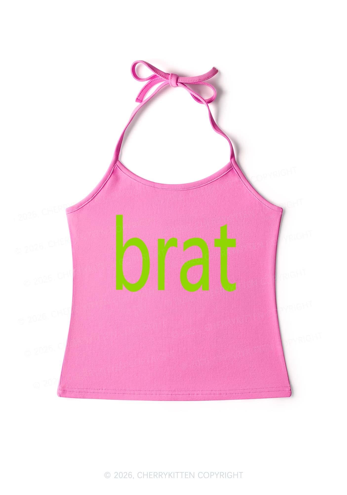 Green Brat Y2K Halter Neck Cami Cherrykitten
