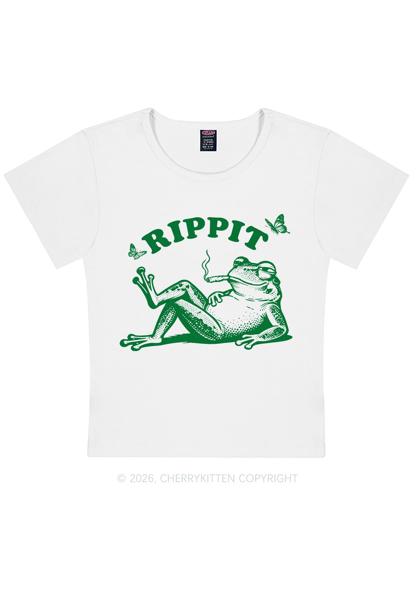 Rippit Frog Y2K Baby Tee Cherrykitten
