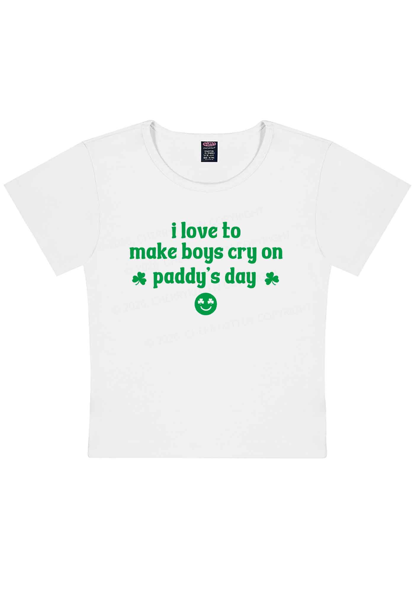 Make Boys Cry On Paddys Day St Patricks Y2K Baby Tee Cherrykitten