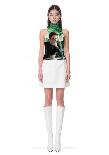 Vampire Boy Y2K Knit Turtleneck Tank Top Cherrykitten