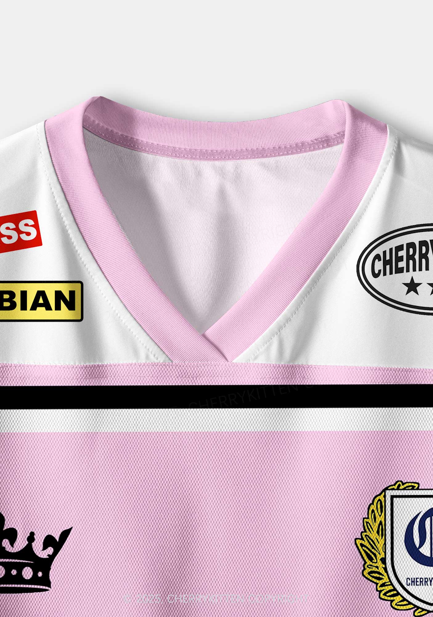 Custom White Lesbian Princess Pride Y2K Crop Sport Jersey Shirts Cherrykitten