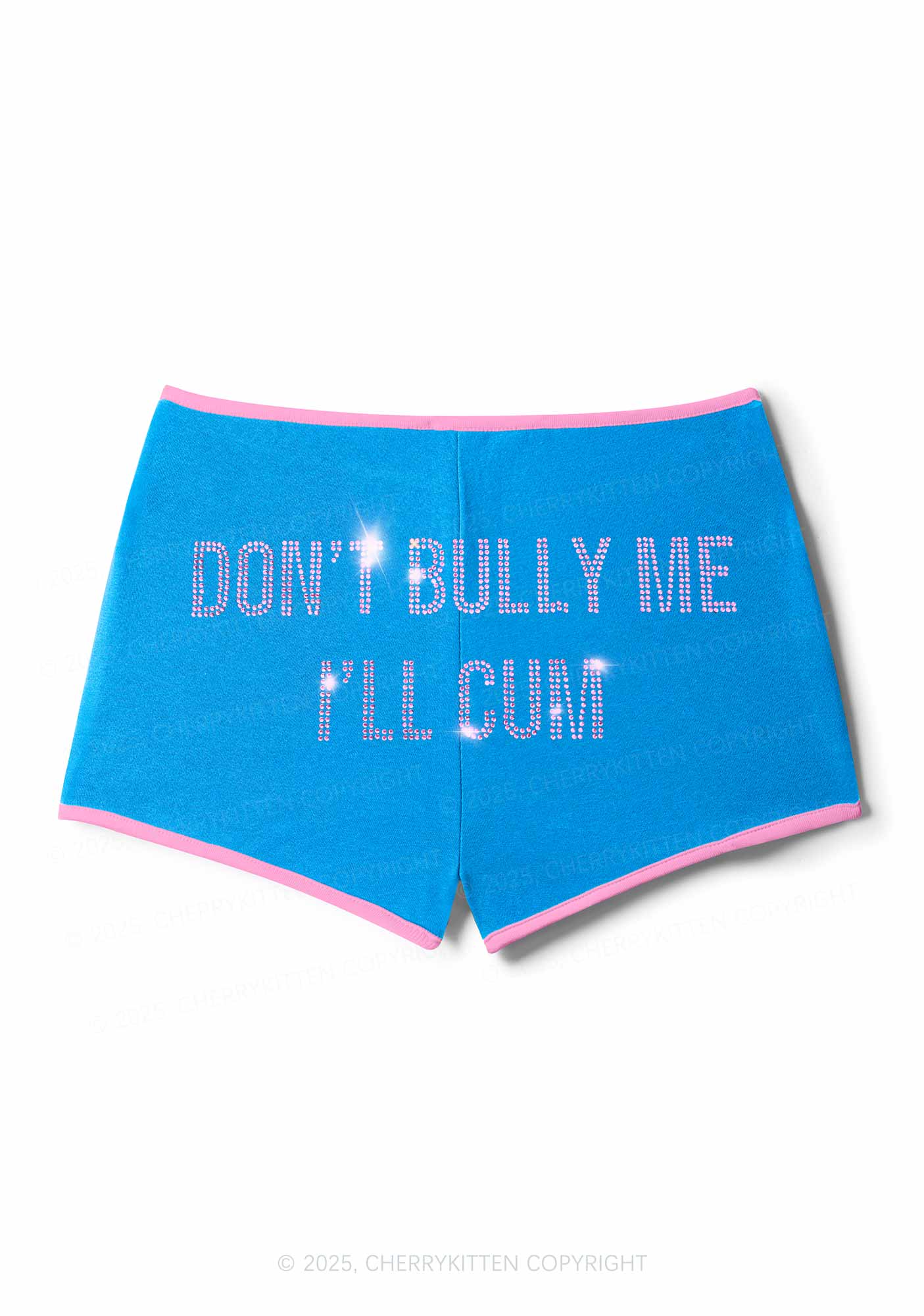 Rhinestone Dont Bully Me Y2K Booty Shorts Cherrykitten