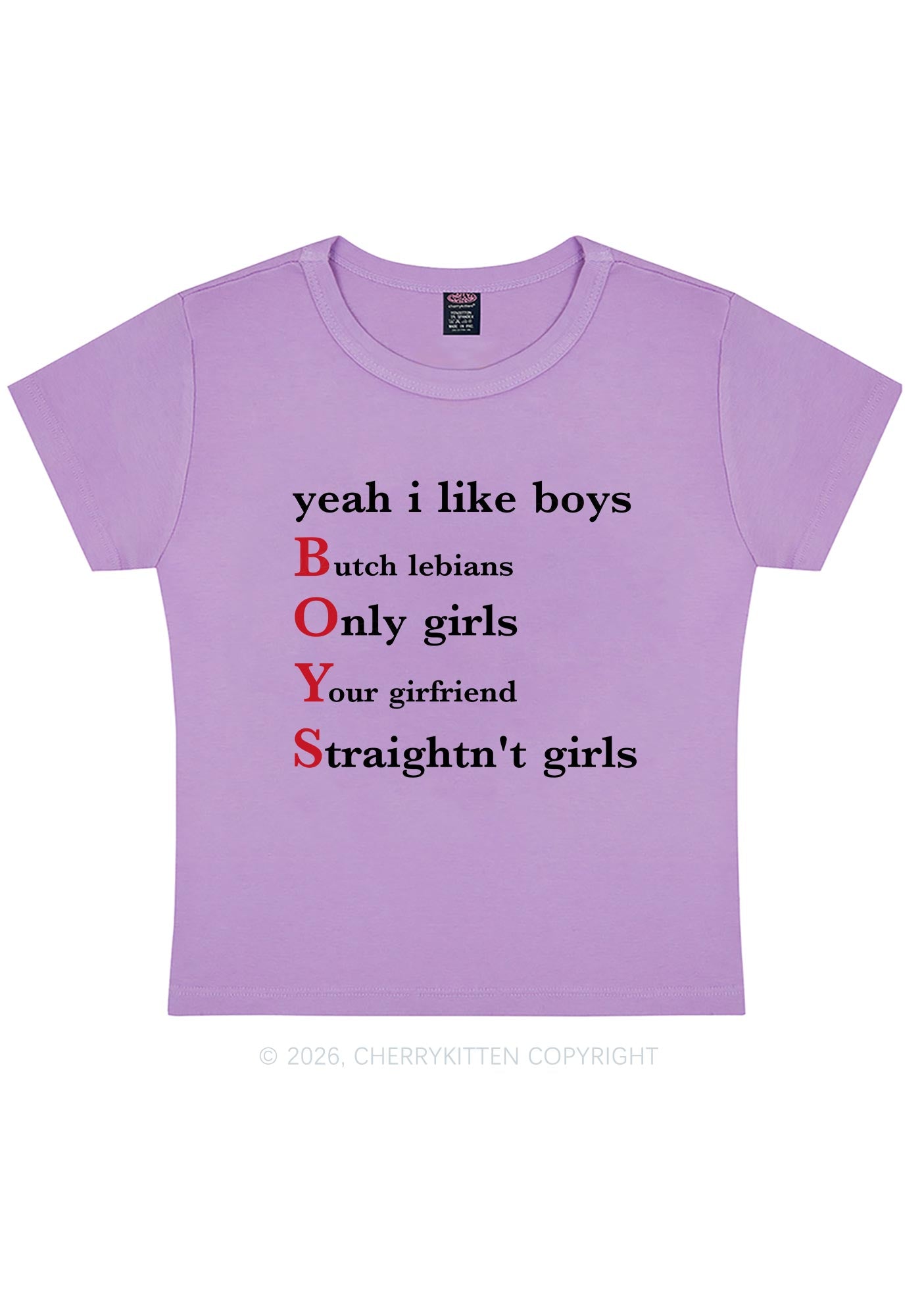 Yeah I Like Boys Pride Y2K Baby Tee Cherrykitten