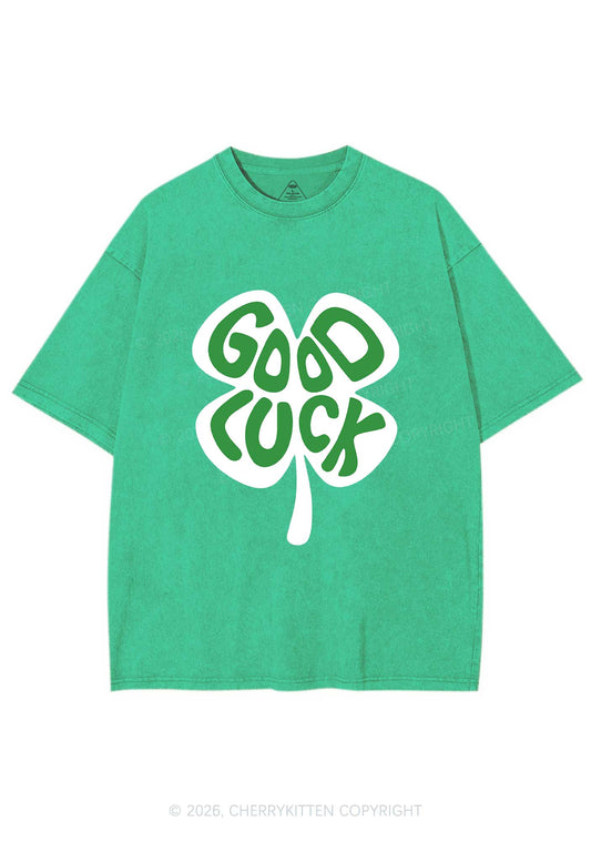 Good Luck St Patricks Y2K Washed Tee Cherrykitten